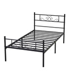 VECELO Base de Cama con Cabecero y Piecero de Metal, Tamaños Individual/Matrimonial/Queen/King, Plataforma, Negro