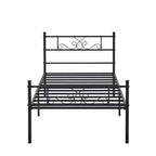 VECELO Base de Cama con Cabecero y Piecero de Metal, Tamaños Individual/Matrimonial/Queen/King, Plataforma, Negro