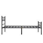 VECELO Base de Cama con Cabecero y Piecero de Metal, Tamaños Individual/Matrimonial/Queen/King, Plataforma, Negro