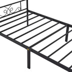 VECELO Base de Cama con Cabecero y Piecero de Metal, Tamaños Individual/Matrimonial/Queen/King, Plataforma, Negro