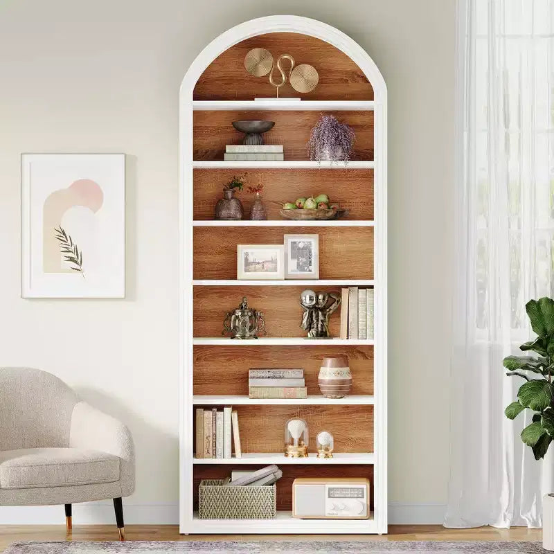 Estantería Lantine 78.74, Estantería de Madera con Arco Unidad de Estantes de Exhibición