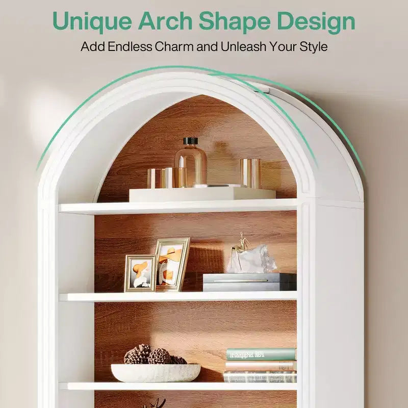 Estantería Lantine 78.74, Estantería de Madera con Arco Unidad de Estantes de Exhibición