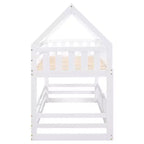 Litera Whisen Wood con diseño de casa, valla con puerta y escalera, de dos camas individuales