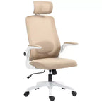 Silla de oficina ergonómica HOMCOM con reposabrazos abatibles, reposacabezas y soporte lumbar ajustables, silla de escritorio de malla para oficina en casa