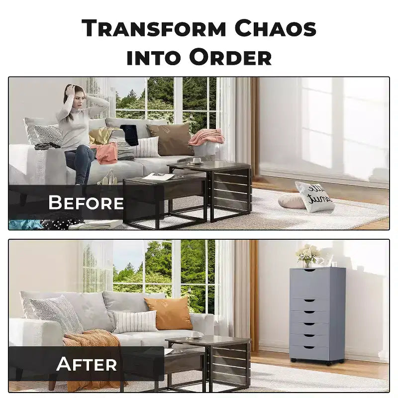 Gabinete de almacenamiento con 6 cajones Home Imports Emporium para manualidades y oficina Organizador rodante para archivos, materiales de arte y organización de espacios pequeños