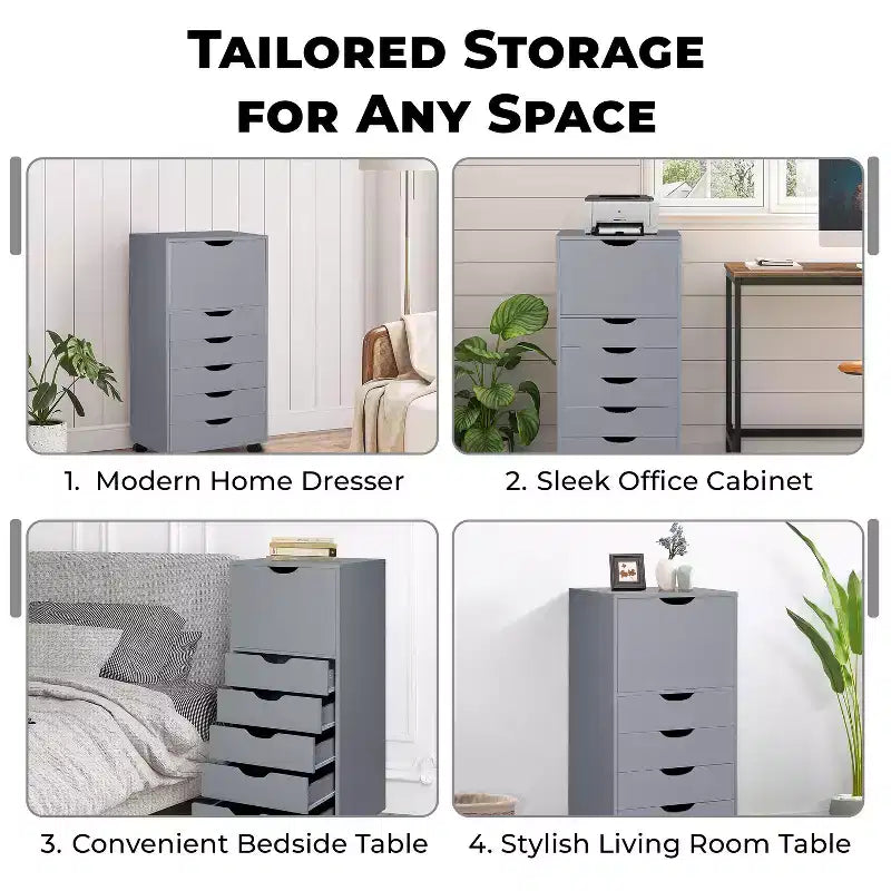 Gabinete de almacenamiento con 6 cajones Home Imports Emporium para manualidades y oficina Organizador rodante para archivos, materiales de arte y organización de espacios pequeños