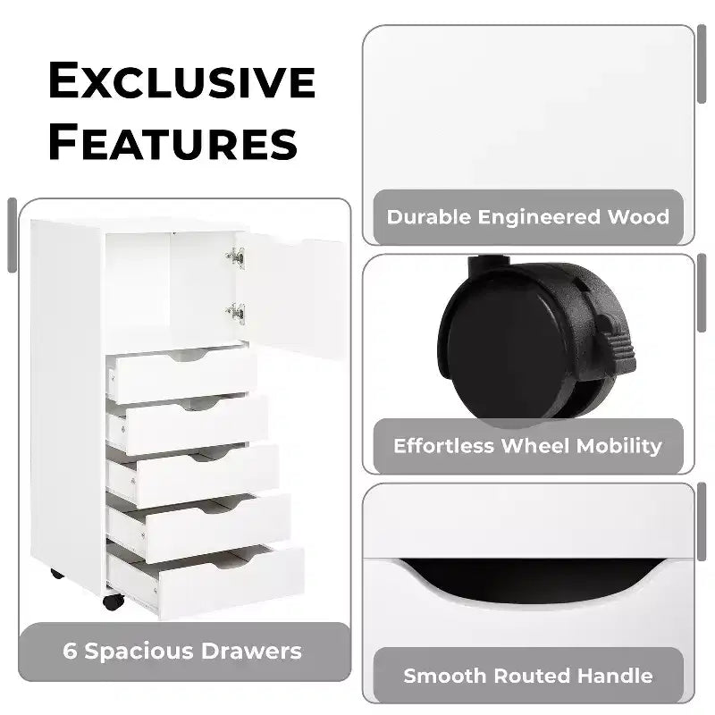 Gabinete de almacenamiento con 6 cajones Home Imports Emporium para manualidades y oficina Organizador rodante para archivos, materiales de arte y organización de espacios pequeños