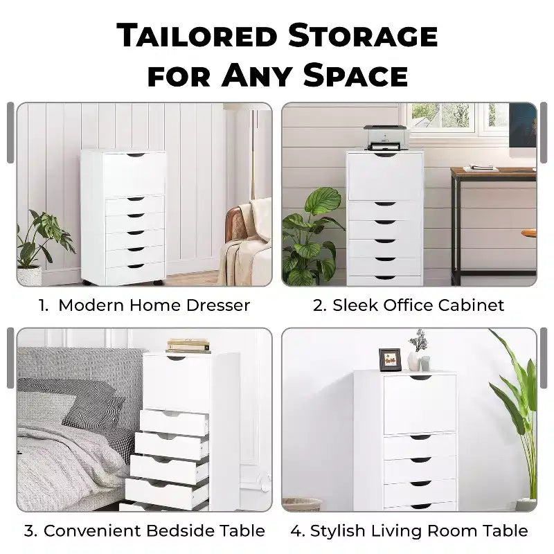 Gabinete de almacenamiento con 6 cajones Home Imports Emporium para manualidades y oficina Organizador rodante para archivos, materiales de arte y organización de espacios pequeños