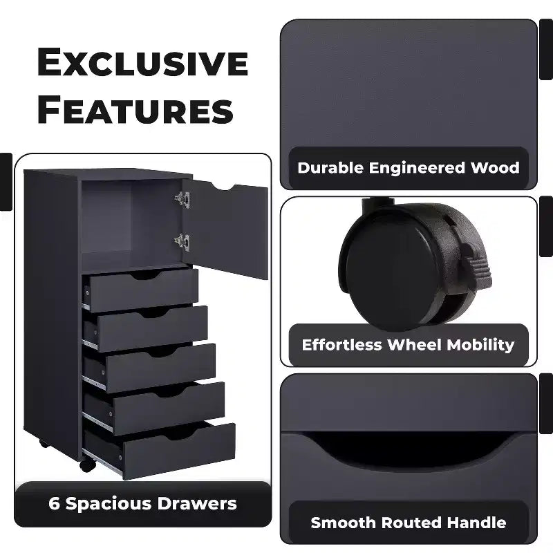 Gabinete de almacenamiento con 6 cajones Home Imports Emporium para manualidades y oficina Organizador rodante para archivos, materiales de arte y organización de espacios pequeños