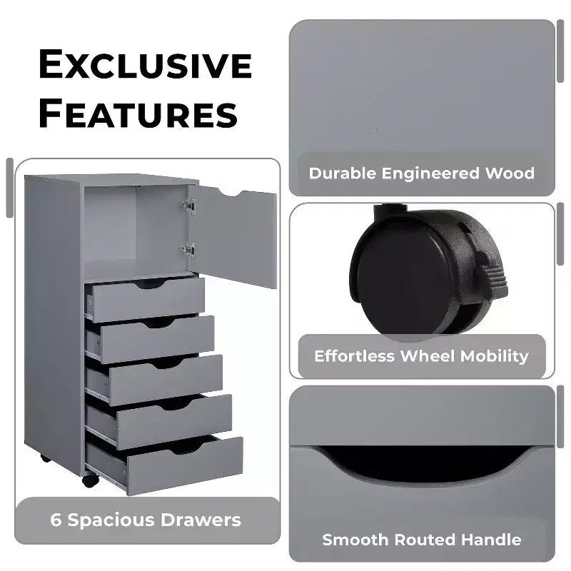 Gabinete de almacenamiento con 6 cajones Home Imports Emporium para manualidades y oficina Organizador rodante para archivos, materiales de arte y organización de espacios pequeños
