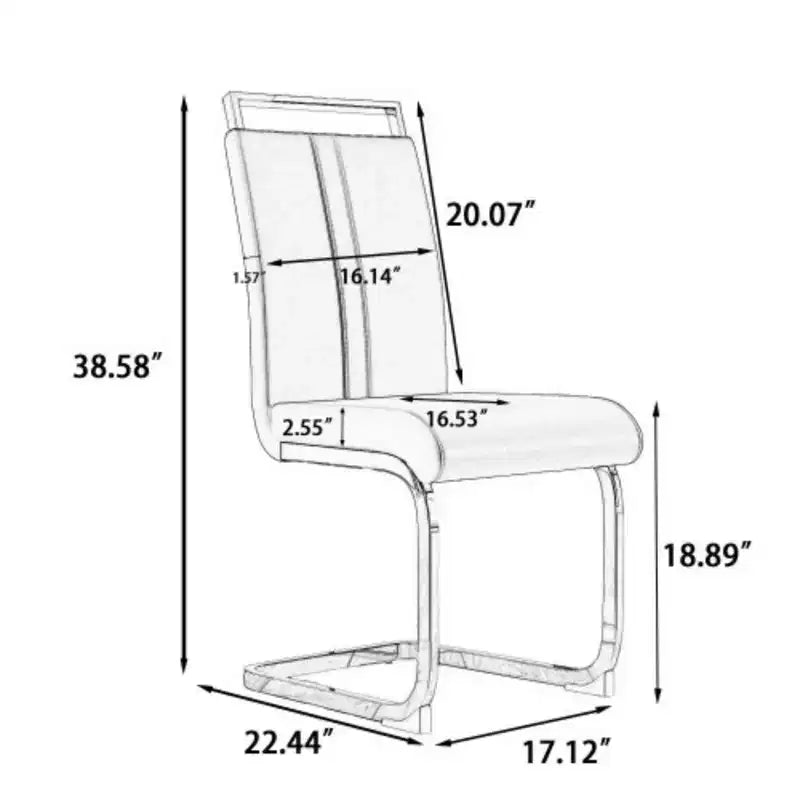 Juego de 4 sillas de comedor modernas de piel sintética de respaldo alto con patas de metal