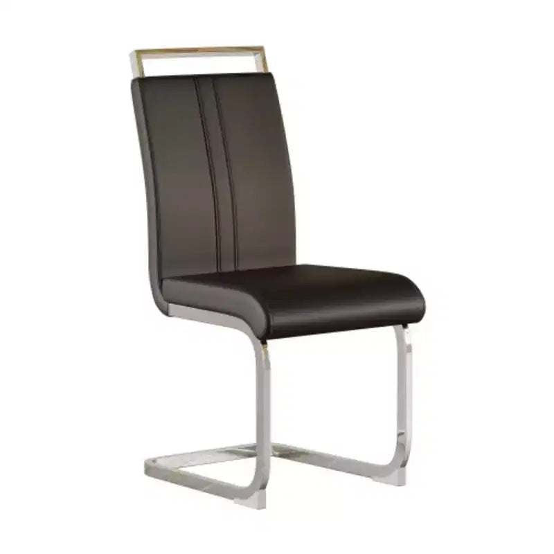 Juego de 4 sillas de comedor modernas de piel sintética de respaldo alto con patas de metal