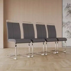 Juego de 4 sillas de comedor modernas de piel sintética de respaldo alto con patas de metal