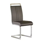 Juego de 4 sillas de comedor modernas de piel sintética de respaldo alto con patas de metal