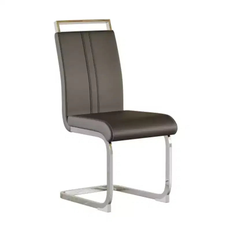 Juego de 4 sillas de comedor modernas de piel sintética de respaldo alto con patas de metal