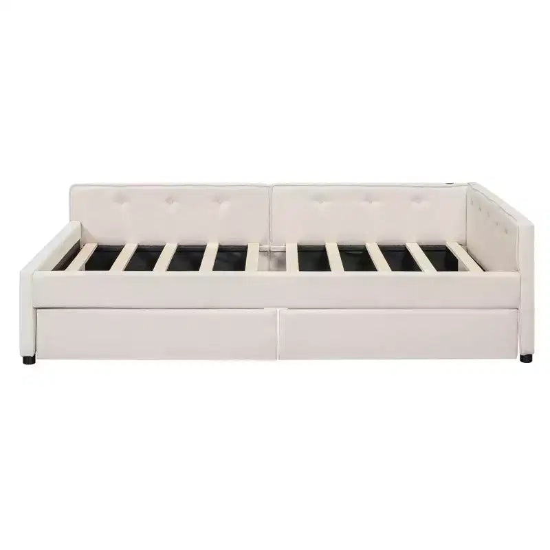 Whisen Elegant Design Cama Plataforma Tapizada Queen Size con Puertos USB