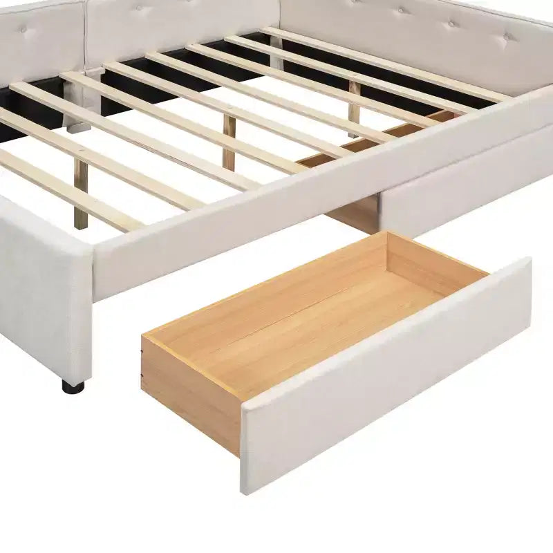 Whisen Elegant Design Cama Plataforma Tapizada Queen Size con Puertos USB