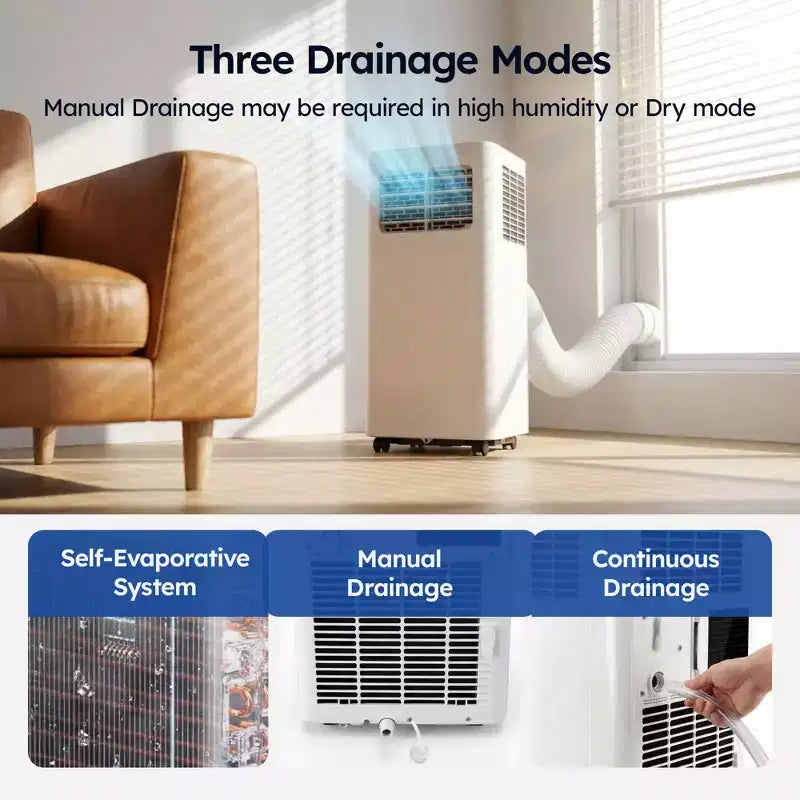 Simzlife Smart Portable Air Conditioner 14000 BTU, 3-in-1 AC for 400 Sq.Ft, APP Control, Self-Evaporative System, White
