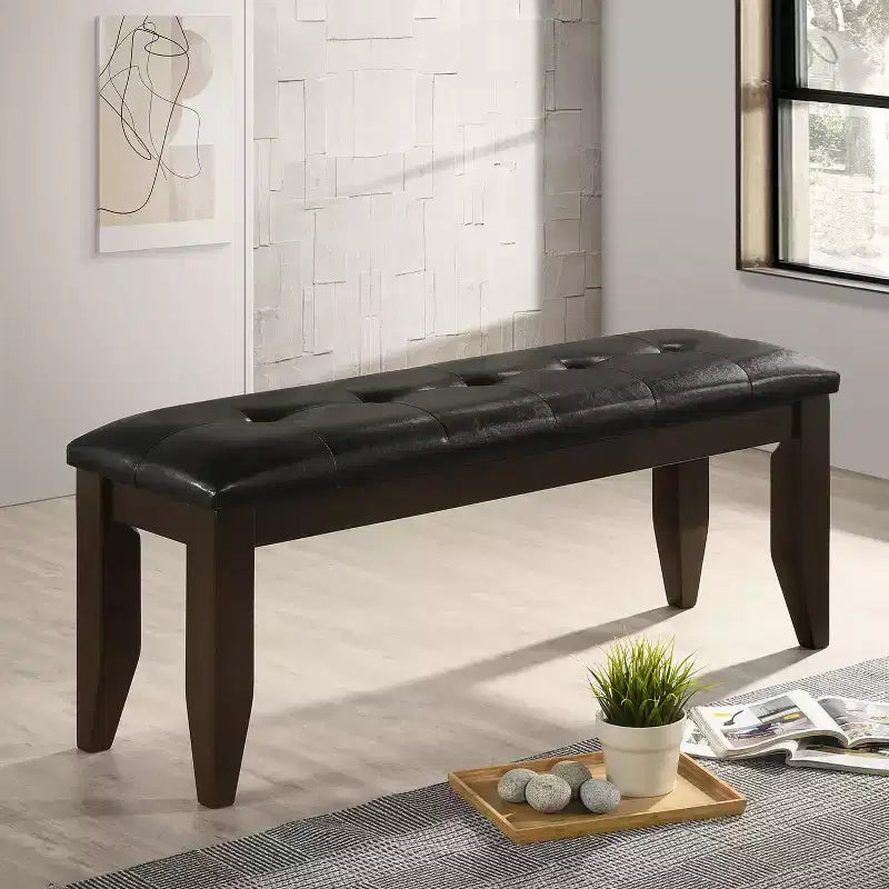 Banco de Comedor de Piel Sintética Simple Relax en Cappuccino y Negro