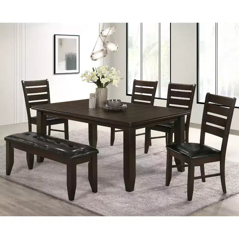 Banco de Comedor de Piel Sintética Simple Relax en Cappuccino y Negro