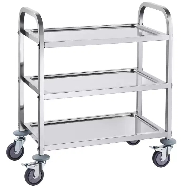 VEVOR Carro de acero inoxidable, carro de servicio de laboratorio de 3 capas con capacidad de carga de 400 libras