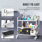 VEVOR Carro de acero inoxidable, carro de servicio de laboratorio de 3 capas con capacidad de carga de 400 libras