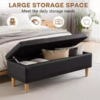 VECELO Banco de almacenamiento moderno de piel sintética suave, otomana de 44 con 6.1 de espacio de almacenamiento profundo para sala de estar o dormitorio, fácil de limpiar, negro