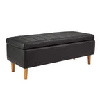 VECELO Banco de almacenamiento moderno de piel sintética suave, otomana de 44 con 6.1 de espacio de almacenamiento profundo para sala de estar o dormitorio, fácil de limpiar, negro