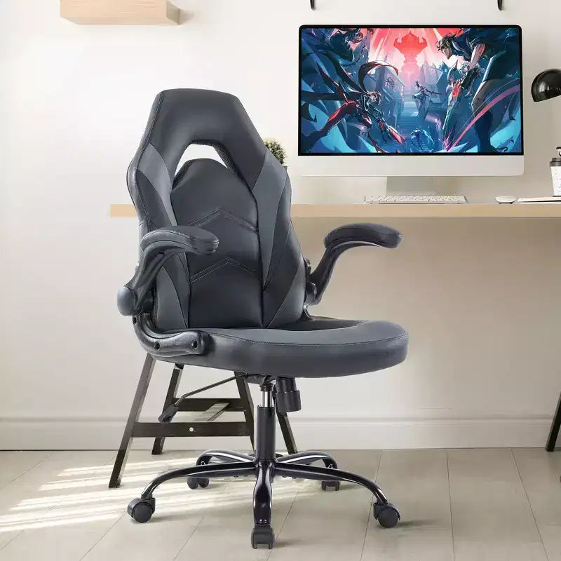 Silla Gaming Ultimate JIONJOY: Ergonómica, Cuero PU, Silla Ejecutiva de Escritorio con Reposabrazos Abatibles