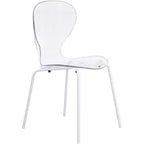 LeisureMod Bristol Juego de Comedor de 5 Piezas Mesa de Comedor Redonda, 4 Sillas de Comedor de Plástico Patas Blancas