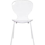 LeisureMod Bristol Juego de Comedor de 5 Piezas Mesa de Comedor Redonda, 4 Sillas de Comedor de Plástico Patas Blancas