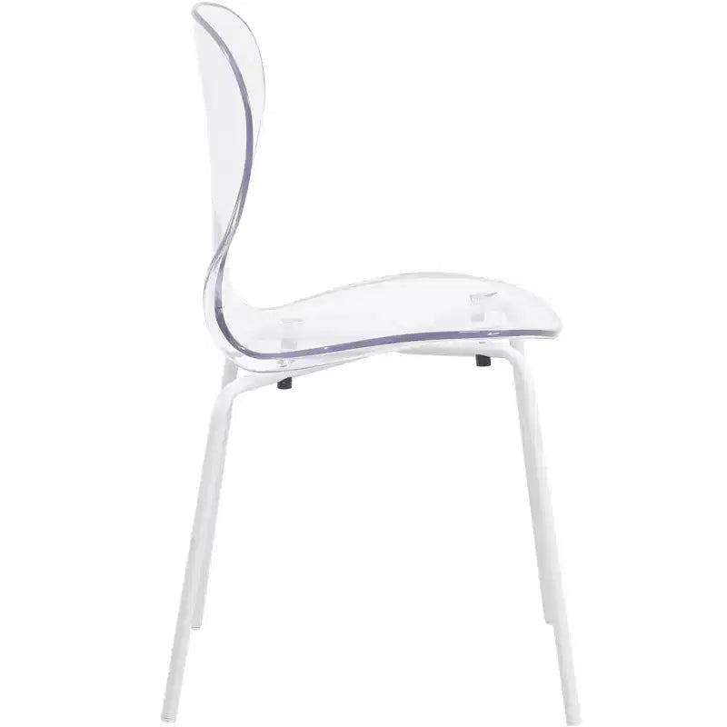 LeisureMod Bristol Juego de Comedor de 5 Piezas Mesa de Comedor Redonda, 4 Sillas de Comedor de Plástico Patas Blancas