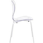 LeisureMod Bristol Juego de Comedor de 5 Piezas Mesa de Comedor Redonda, 4 Sillas de Comedor de Plástico Patas Blancas