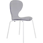 LeisureMod Bristol Juego de Comedor de 5 Piezas Mesa de Comedor Redonda, 4 Sillas de Comedor de Plástico Patas Blancas