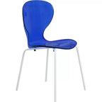 LeisureMod Bristol Juego de Comedor de 5 Piezas Mesa de Comedor Redonda, 4 Sillas de Comedor de Plástico Patas Blancas