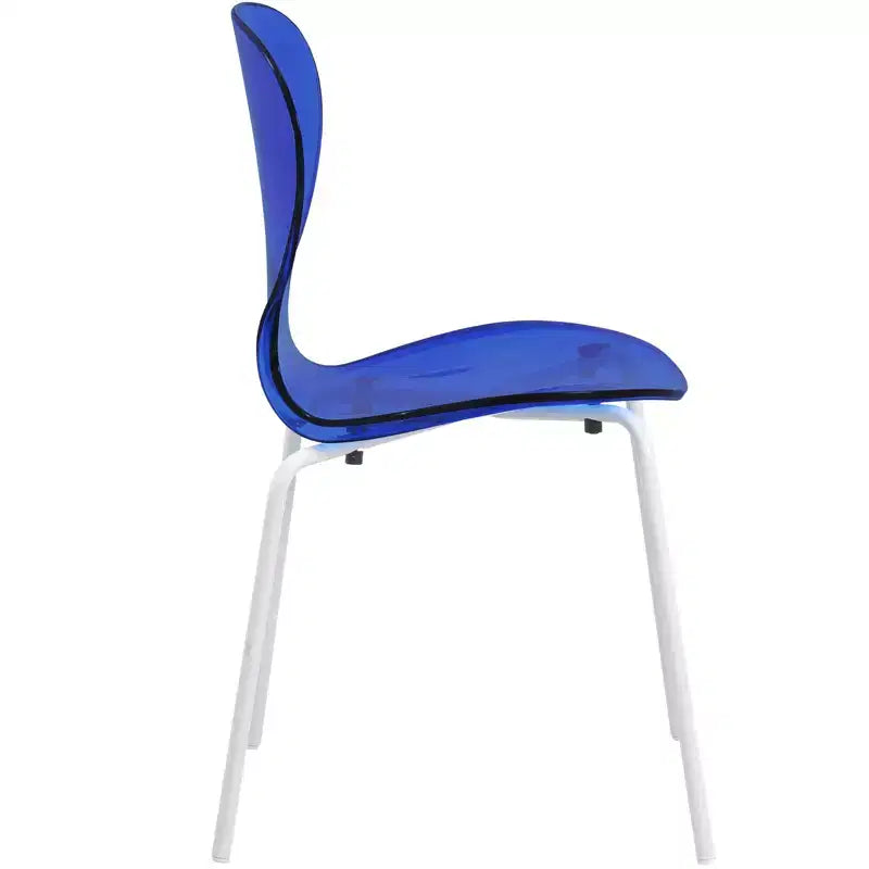 LeisureMod Bristol Juego de Comedor de 5 Piezas Mesa de Comedor Redonda, 4 Sillas de Comedor de Plástico Patas Blancas