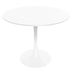 LeisureMod Bristol Juego de Comedor de 5 Piezas Mesa de Comedor Redonda, 4 Sillas de Comedor de Plástico Patas Blancas