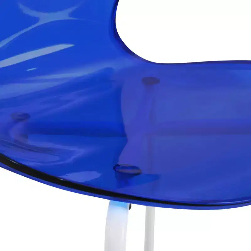 LeisureMod Bristol Juego de Comedor de 5 Piezas Mesa de Comedor Redonda, 4 Sillas de Comedor de Plástico Patas Blancas