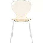 LeisureMod Bristol Juego de Comedor de 5 Piezas Mesa de Comedor Redonda, 4 Sillas de Comedor de Plástico Patas Blancas