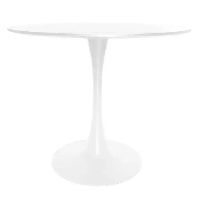 LeisureMod Bristol Juego de Comedor de 5 Piezas Mesa de Comedor Redonda, 4 Sillas de Comedor de Plástico Patas Blancas