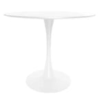 LeisureMod Bristol Juego de Comedor de 5 Piezas Mesa de Comedor Redonda, 4 Sillas de Comedor de Plástico Patas Blancas