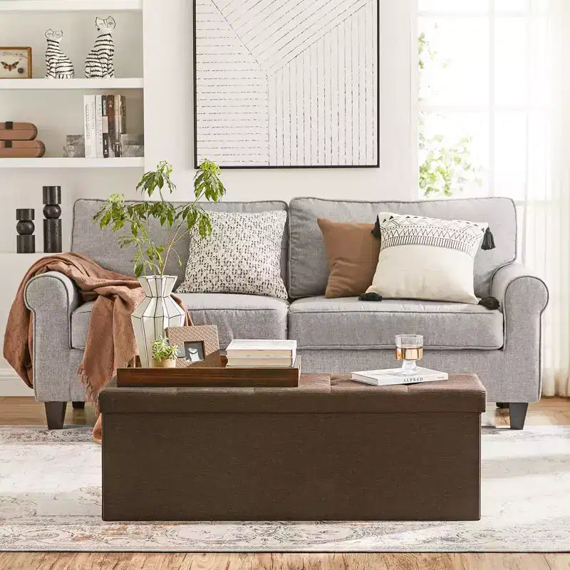 Banco otomano de almacenamiento, 15 x 43 x 15 pulgadas, banco para el pie de la cama, arcón de almacenamiento, para sala de estar, dormitorio, entrada