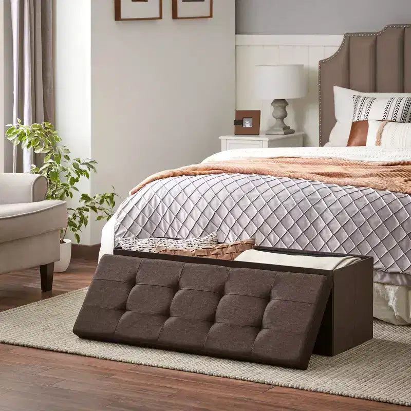 Banco otomano de almacenamiento, 15 x 43 x 15 pulgadas, banco para el pie de la cama, arcón de almacenamiento, para sala de estar, dormitorio, entrada