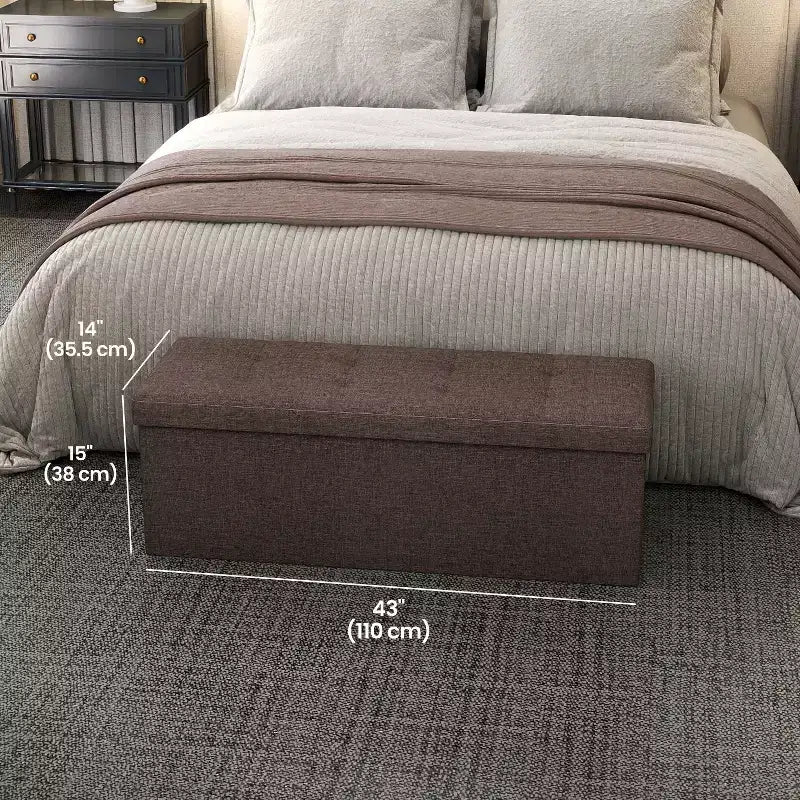Banco otomano de almacenamiento, 15 x 43 x 15 pulgadas, banco para el pie de la cama, arcón de almacenamiento, para sala de estar, dormitorio, entrada