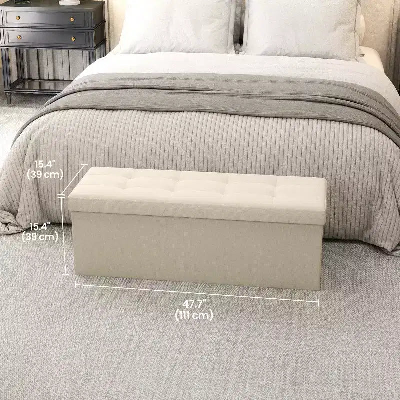 Banco otomano de almacenamiento, 15 x 43 x 15 pulgadas, banco para el pie de la cama, arcón de almacenamiento, para sala de estar, dormitorio, entrada