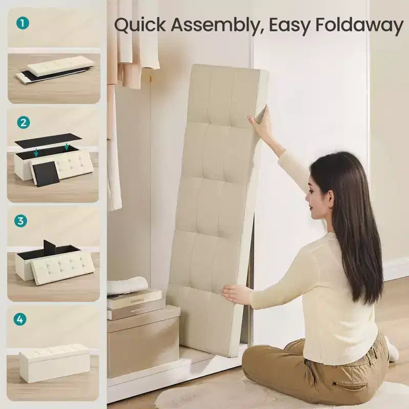 Banco otomano de almacenamiento, 15 x 43 x 15 pulgadas, banco para el pie de la cama, arcón de almacenamiento, para sala de estar, dormitorio, entrada