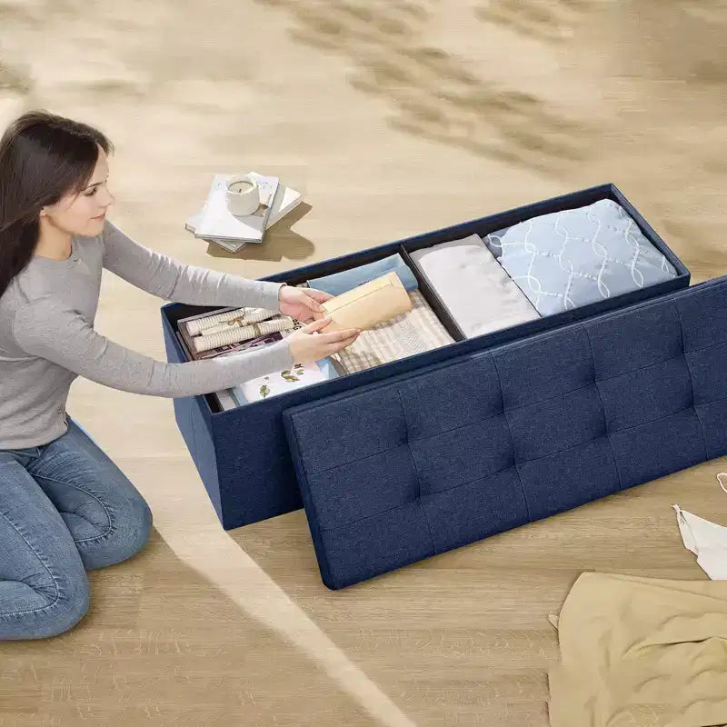 Banco otomano de almacenamiento, 15 x 43 x 15 pulgadas, banco para el pie de la cama, arcón de almacenamiento, para sala de estar, dormitorio, entrada