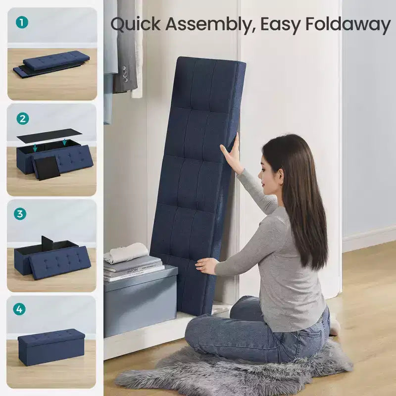 Banco otomano de almacenamiento, 15 x 43 x 15 pulgadas, banco para el pie de la cama, arcón de almacenamiento, para sala de estar, dormitorio, entrada