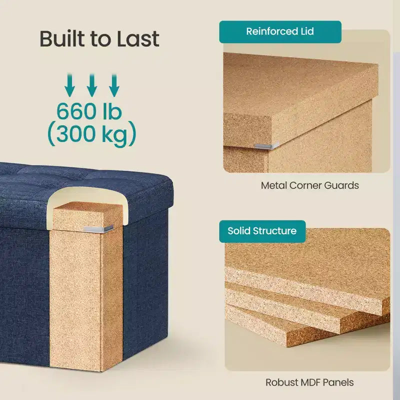 Banco otomano de almacenamiento, 15 x 43 x 15 pulgadas, banco para el pie de la cama, arcón de almacenamiento, para sala de estar, dormitorio, entrada