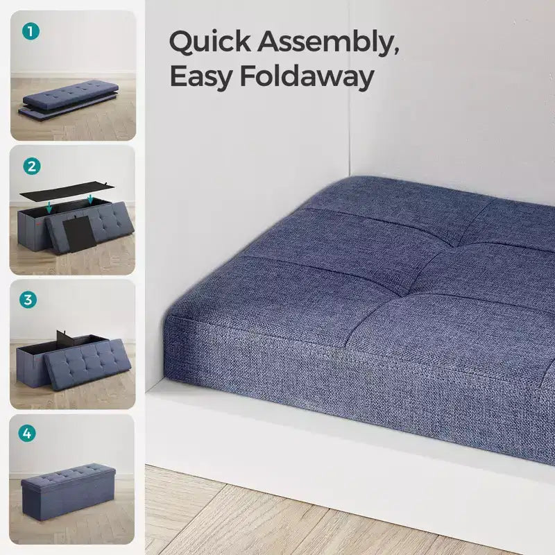 Banco otomano de almacenamiento, 15 x 43 x 15 pulgadas, banco para el pie de la cama, arcón de almacenamiento, para sala de estar, dormitorio, entrada
